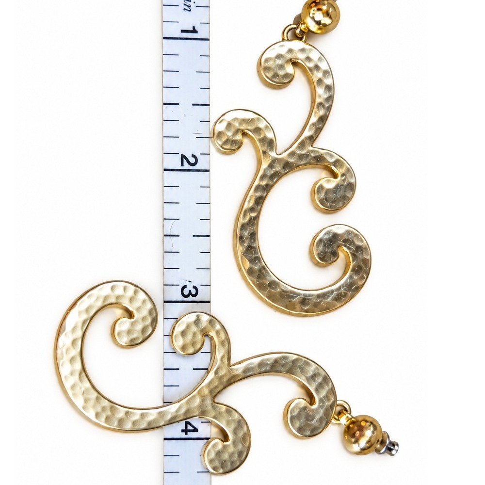 Brighton Gold Hammered Script Dangle Drop Earrings Pierced Post Backs SKUJ153 - Picture 4 of 5